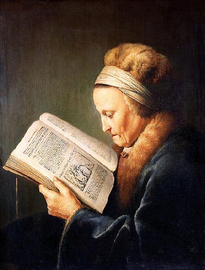 Gerard Dou Portrait of an old woman reading France oil painting art